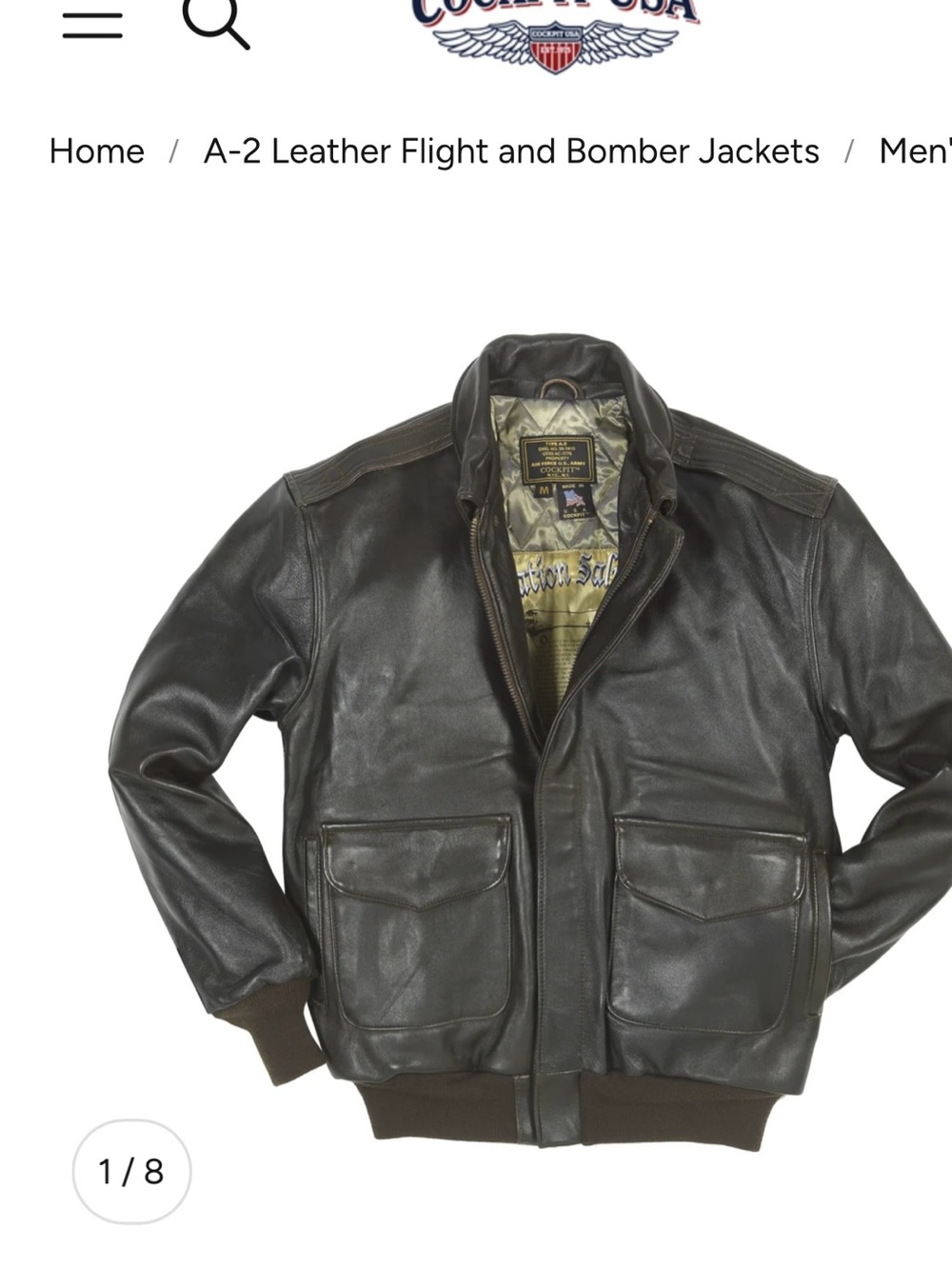 Cockpit USA XS Bomber Jacket